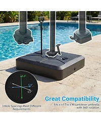 Costway Cantilever Umbrella Base with Wheels, Retractable Pull Rod, 360degree(s) Rotation for Pool