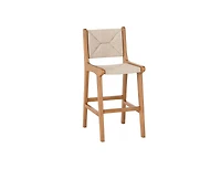 Slickblue Patio Counter Height Bar Stool with Paper Rope Seat and Teak Frame