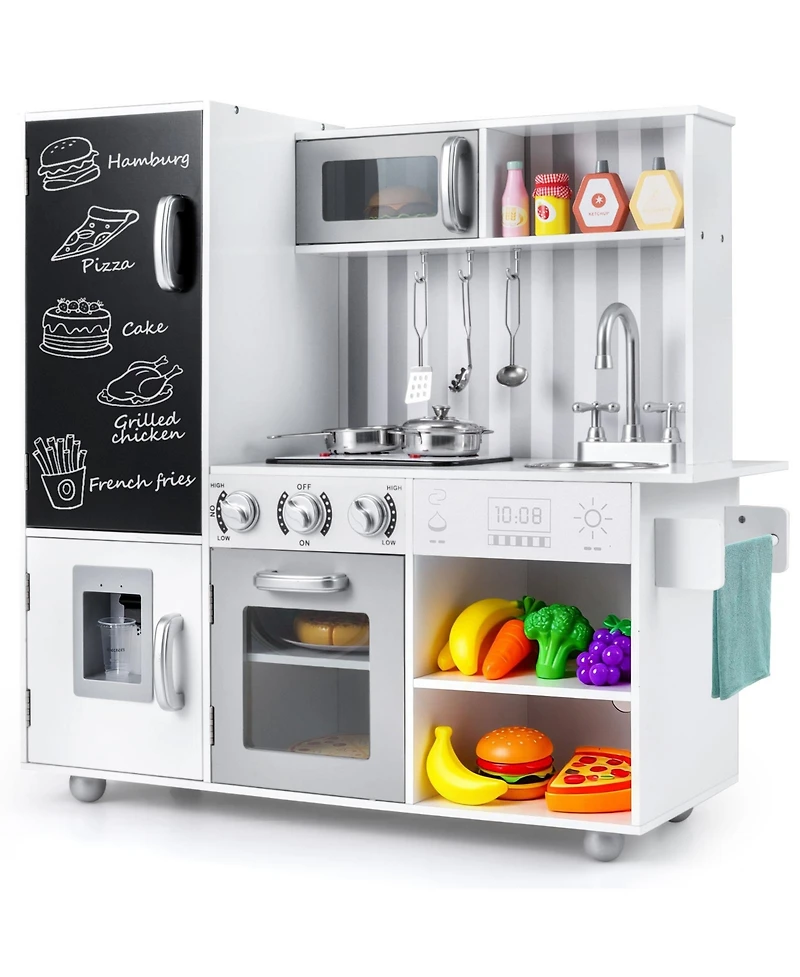 Pretend Play Kitchen for Kids with Realistic Sounds and Lights Interactive Cooking Toy