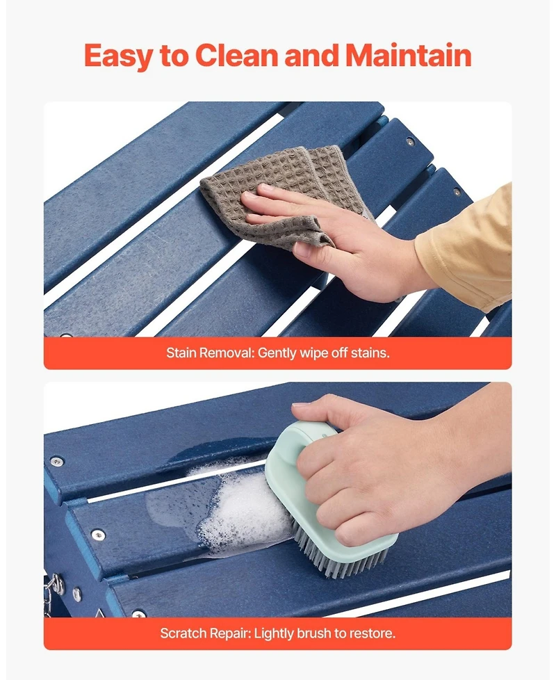 Gouun Hdpe Folding Adirondack Ottoman Footrest, Weather-Resistant