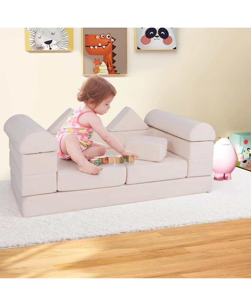 Gouun 9-Piece Climb and Crawl Foam Playset with Suede Fabric Cover