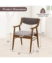 Gouun Wooden Dining Chairs Set of 2 with Padded Seat and Armrests, Rubber Wood