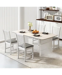 Gouun Wooden Dining Chairs Set of 2 with Pvc Leather Cushion and Hollowed Backrest