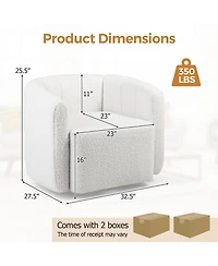 Gouun Sherpa Barrel Swivel Accent Chair with Curved Backrest