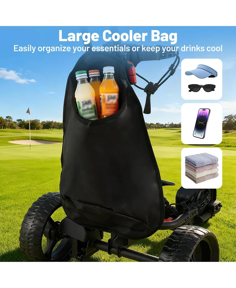 Mecale 3-Wheel Golf Push Cart with Adjustable Handle, 9 Speed Settings