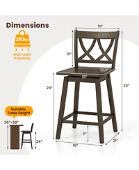 Gouun 24 in Counter Height Bar Stools Set of 2 with Rubberwood Frame
