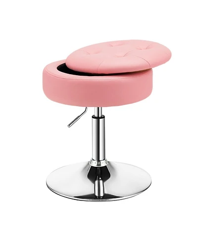 Gouun Height-Adjustable 360-Degree Swivel Vanity Stool with Hidden Storage and Removable Tray
