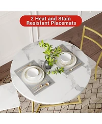 gaomon 3-Piece 2-Person Round Wooden Dining Table Set, for Kitchens and Apartments