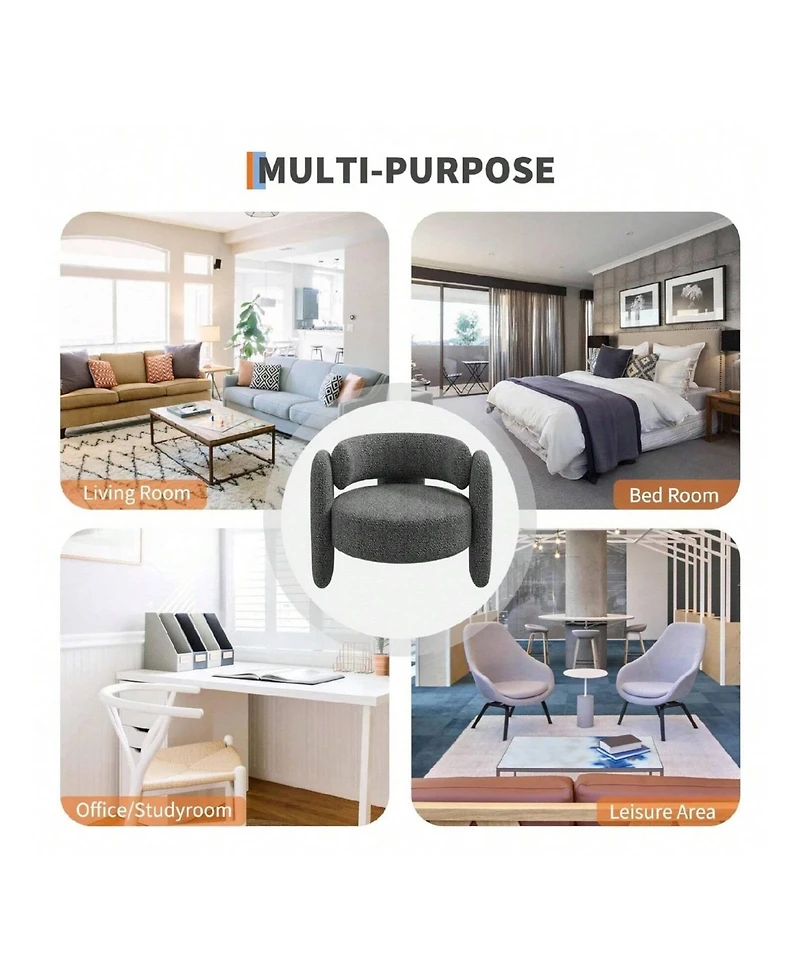 gaomon Dining Chair Office Accent Chair For Living Room Modern Chenille Boucle Accent Chair for Kitchen Dining Room