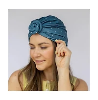 Headbands of Hope Women's Luxe Bamboo Hope Turban Dark Jade Polka Dot