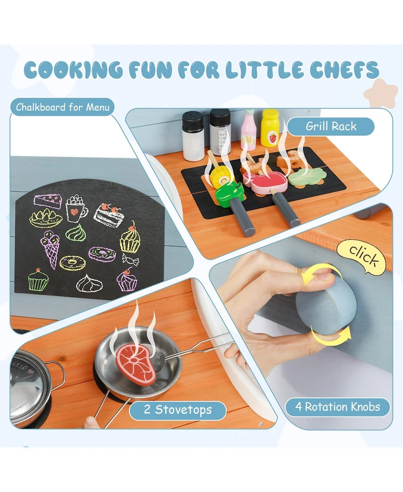 Slickblue Kids Kitchen Playset with Stove Pretend Play Toy for Boys Girls