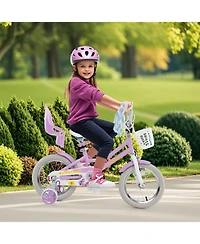Slickblue Kids Girls Bike with Doll Carrier Seat and Colorful Streamers