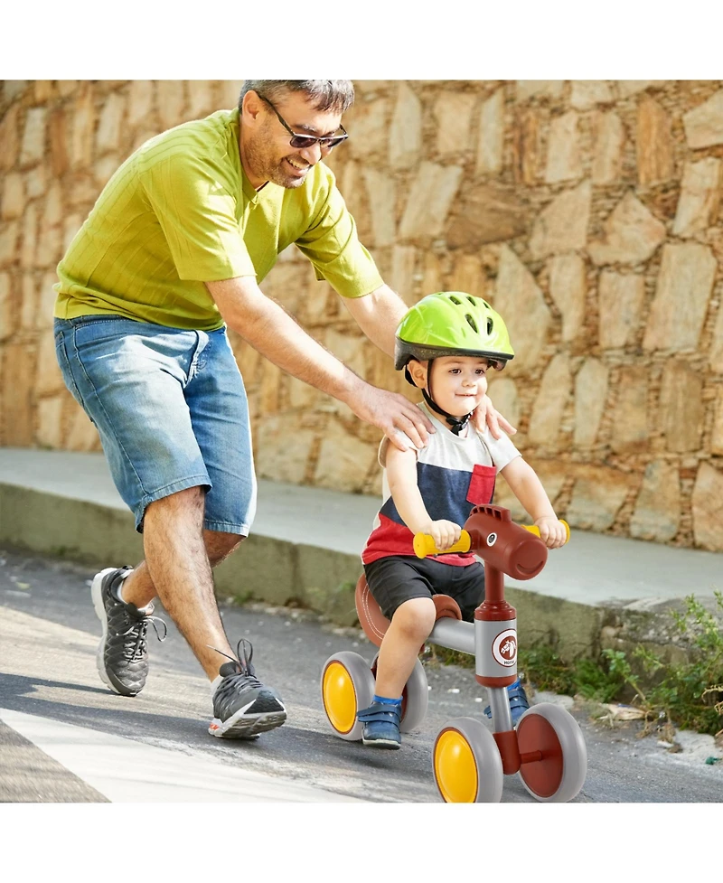 Slickblue Baby Balance Bike No Pedal 4-Wheel Bicycle