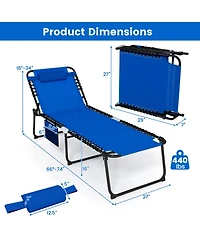 Gouun 440 lbs Capacity Folding Chaise Lounge with 4-Position Backrest and Footrest