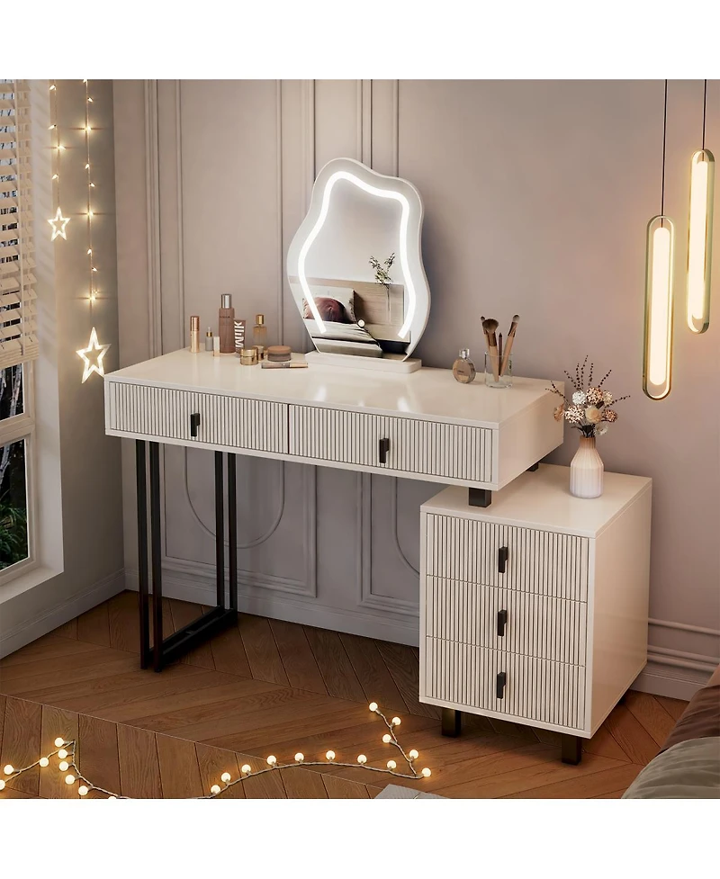 Streamdale Furniture Cloud Led Vanity with Storage and Ribbed Design