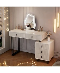 Streamdale Furniture Cloud Led Vanity with Storage and Ribbed Design