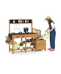 Slickblue Wooden Play Kitchen for Kids Pretend Mud Activity Set