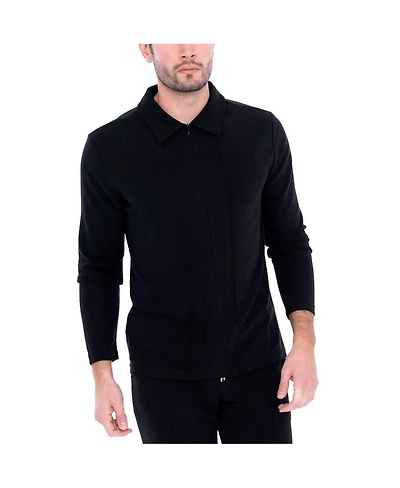 Dai Moda Men's Long Sleeve Zip Neck Knit Shirts