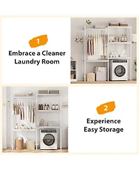 Homfan 5-Tier Over-The-Washer Shelf - Adjustable Height Laundry Organizer, for Bathroom, Room