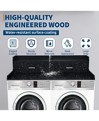 Homfan Space-Saving Laundry Countertop Shelf - 54'' Organizer Rack with 2 Storage Drawers, Edge Rails