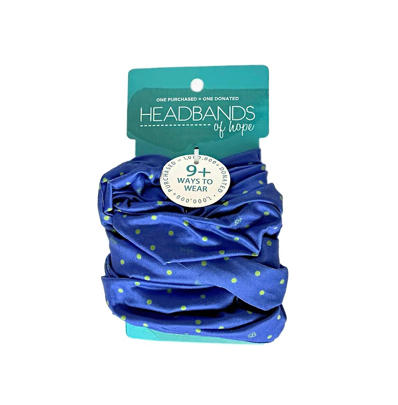 Headbands of Hope Women's Limited Edition Luxe Tube Turban - St. Baldrick's Blue Polka Dot