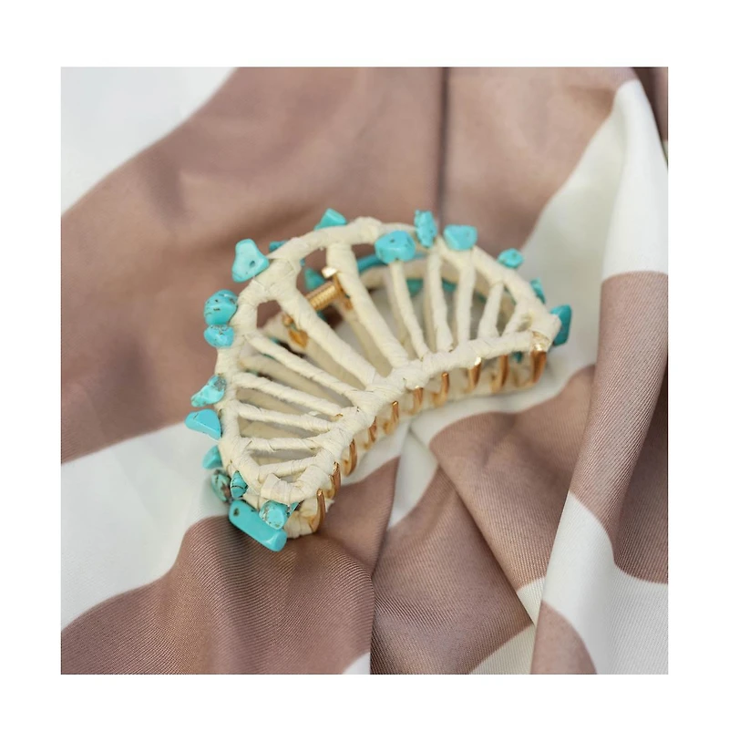 Headbands of Hope Women's Raffia Seashell Hair Claw Clip - Teal