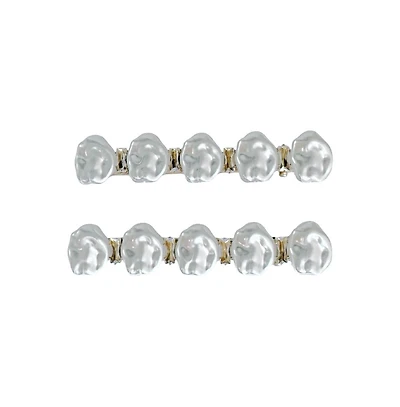 Headbands of Hope Women's Barrette Hair Clip Set of 2 - Pearl White