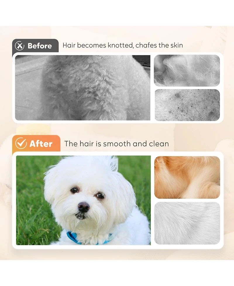 Aronkl 2pcs Pet Bath Brush With Shampoo Dispenser Massage For Dogs Cats Easy Washing Short Long Hair Coarse Fine Teeth