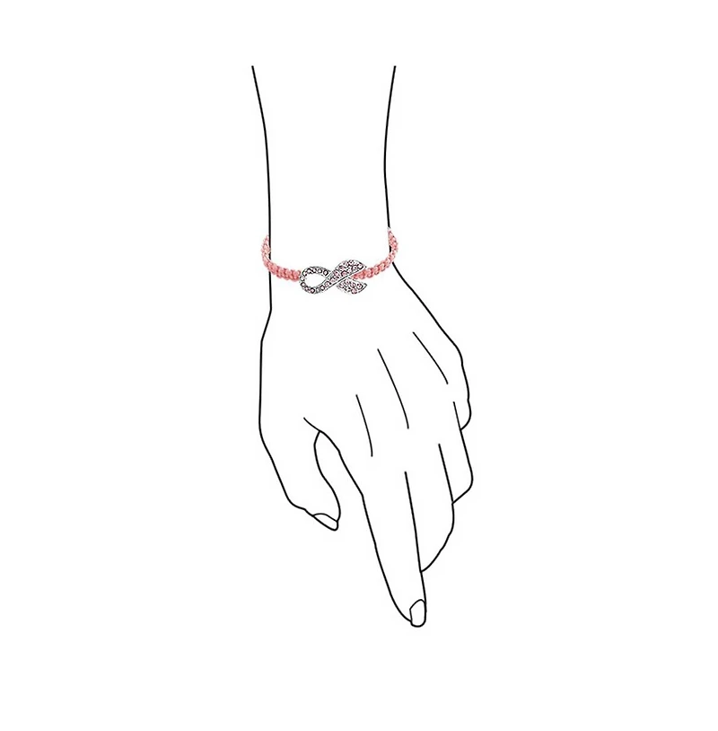 Bling Jewelry Stackable Pink Ribbon Pave Crystal Pink Ribbon Cancer Survivor Bracelet Pink Braided Cord String Adjustable