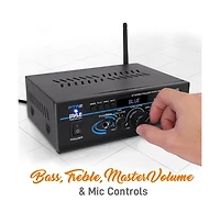 Pyle Mini Stereo Power Amplifier with Bluetooth, Usb, Sd and Fm