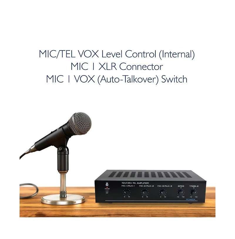 Pyle 100W Bluetooth Power Amplifier with On/Off Switch and Led Indicator PCM60A - 25V/70V Output