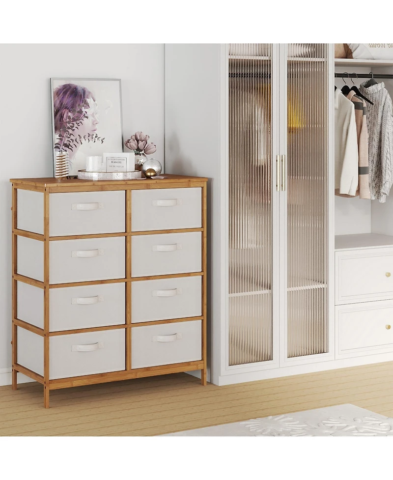 Gouun 8 Drawers Dresser with Removable Fabric Bins for Bedroom