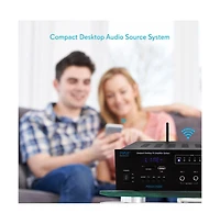 Pyle 500W Bluetooth Pa Public Address Amplifier Receiver - Compact Desktop Audio System
