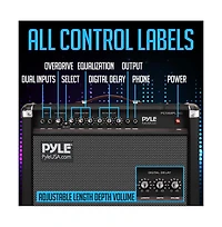 Pyle 40W Portable Electronic Guitar Amplifier with High-Definition Speaker - Lightweight Wood Construction