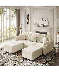 Streamdale Furniture Velvet Chesterfield Sofa with Nailhead Trim
