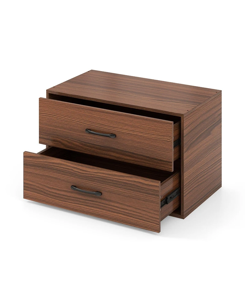 Gouun 2-Drawer Stackable Horizontal Storage Cabinet Dresser Chest with Handles