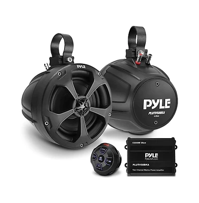 Pyle Waterproof Marine Speakers and 2-Channel Amplifier System Kit