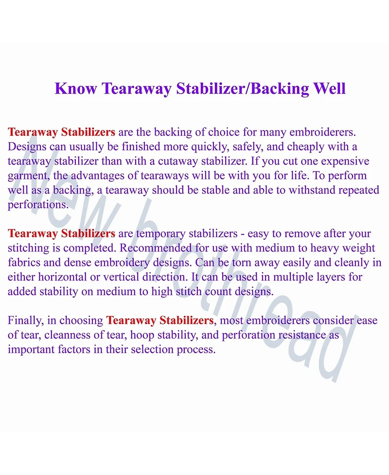 Gnuadz Away Machine Embroidery Stabilizer Backing Precut Medium Weight Fits Hoops Precut