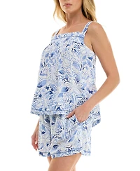 Roudelain Women's Printed Top and Mid-Rise Shorts, 2Pc Set