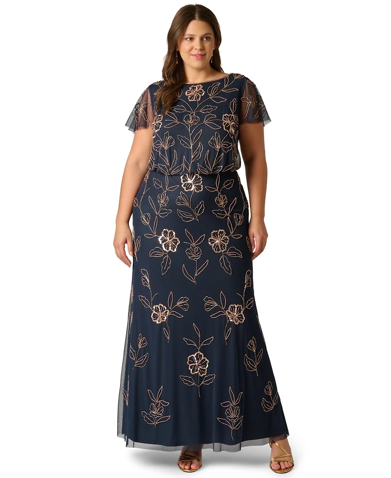 Adrianna Papell Plus Beaded Blouson Dress
