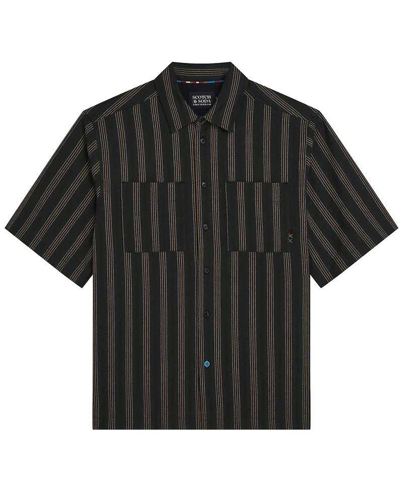 Scotch & Soda Men's Striped Short-Sleeve Cotton Shirt
