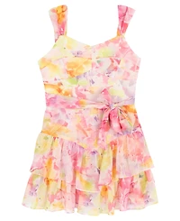 Rare Editions Girls' 7-16 Watercolor Chiffon Sweetheart Bodice Dress