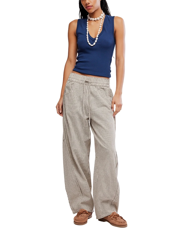 Free People Women's Something Good Striped Cotton Pants