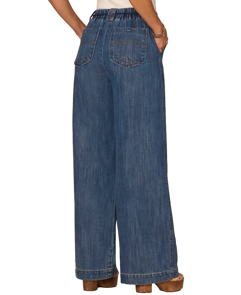 Democracy Petite Sky Rise Pleated Wide-Leg Pants