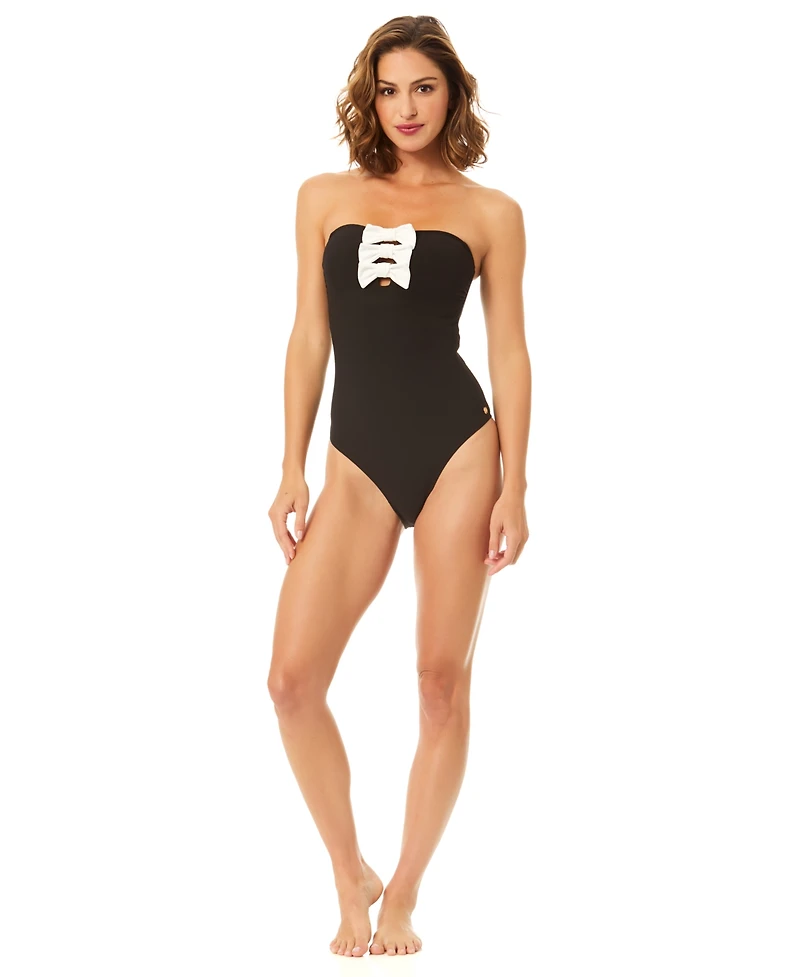 CeCe Women's Strapless Bow Bandeau One-Piece Swimsuit