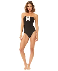 CeCe Women's Strapless Bow Bandeau One-Piece Swimsuit