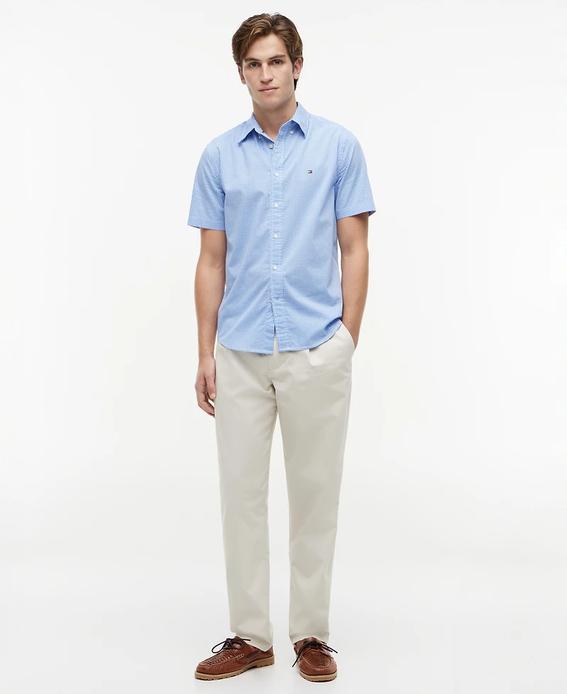 Tommy Hilfiger Men's Flex Poplin Gingham Short-Sleeve Shirt
