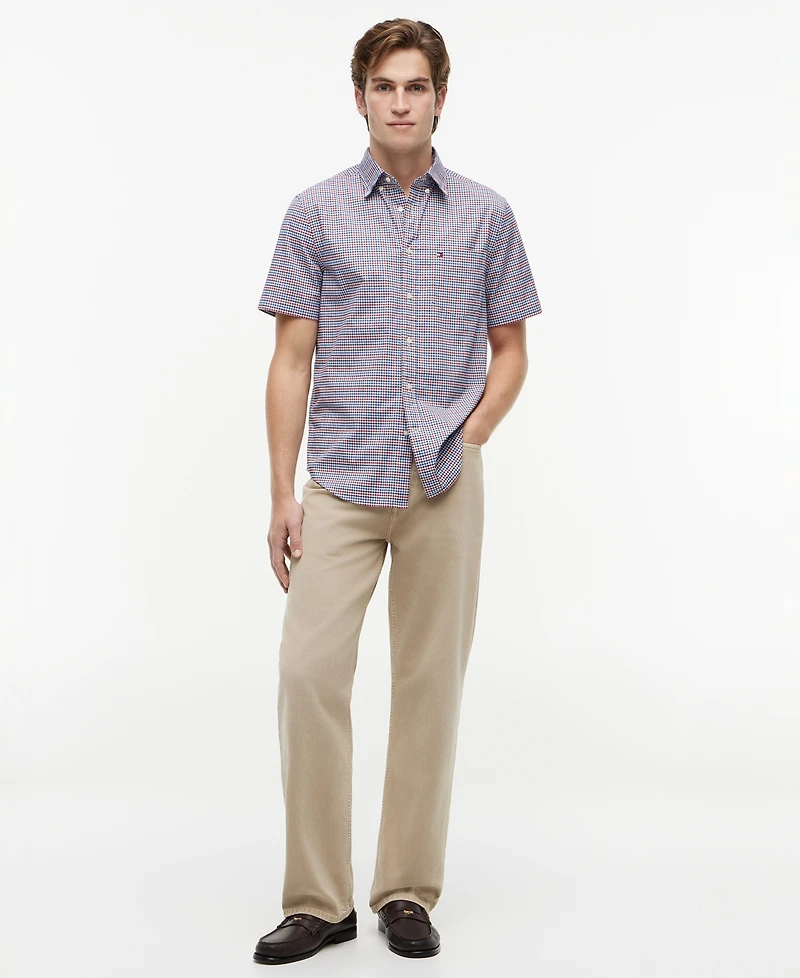 Tommy Hilfiger Men's Oxford Multi-Gingham Short-Sleeve Shirt