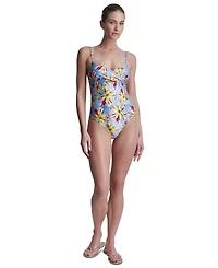 Dkny Women's Keyhole Twist Tummy Control One-Piece Swimsuit