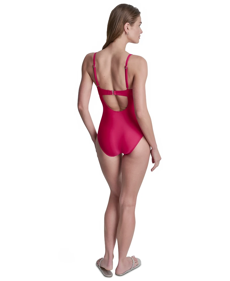 Dkny Women's Keyhole Twist Tummy Control One-Piece Swimsuit